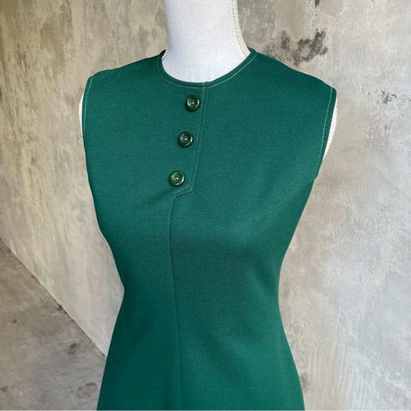 Vintage Handmade Forest Green 60s Dress - Picture 2 of 3